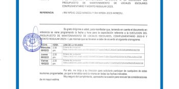 CAPACITACIÓN REFERENTE A LA EJECUCIÓN DEL PRESUPUESTO DE MANTENIMIENTO DE LOCALES ESCOLARES COMPLEMENTARIOS Y MONTO REGULAR 2023