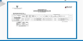 CONVOCATORIA N° 019, CONTRATACION POR RESULTADOS DE LA PUN