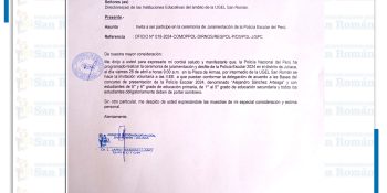 INVITA A SER PARTICIPE EN LA CEREMONIA DE JURAMENTACIÓN DE LA POLICÍA ESCOLAR DEL PERÚ  
